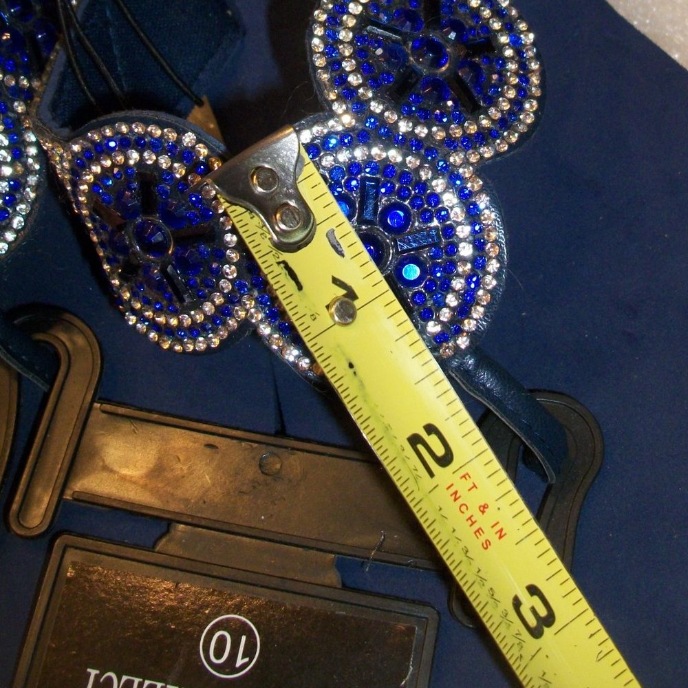 SOLD! OLIVIA MILLER Sz 10 Blue Beaded Thong Sandals NWT 1 3/4" Foam Wedge Heel - Picture 14 of 15